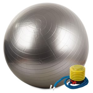 Gymnastický míč s pumpou 75cm | stříbrná je ideální pro domácí cvičení a rehabilitaci. Má pozitivní vliv na fyzickou kondici.
